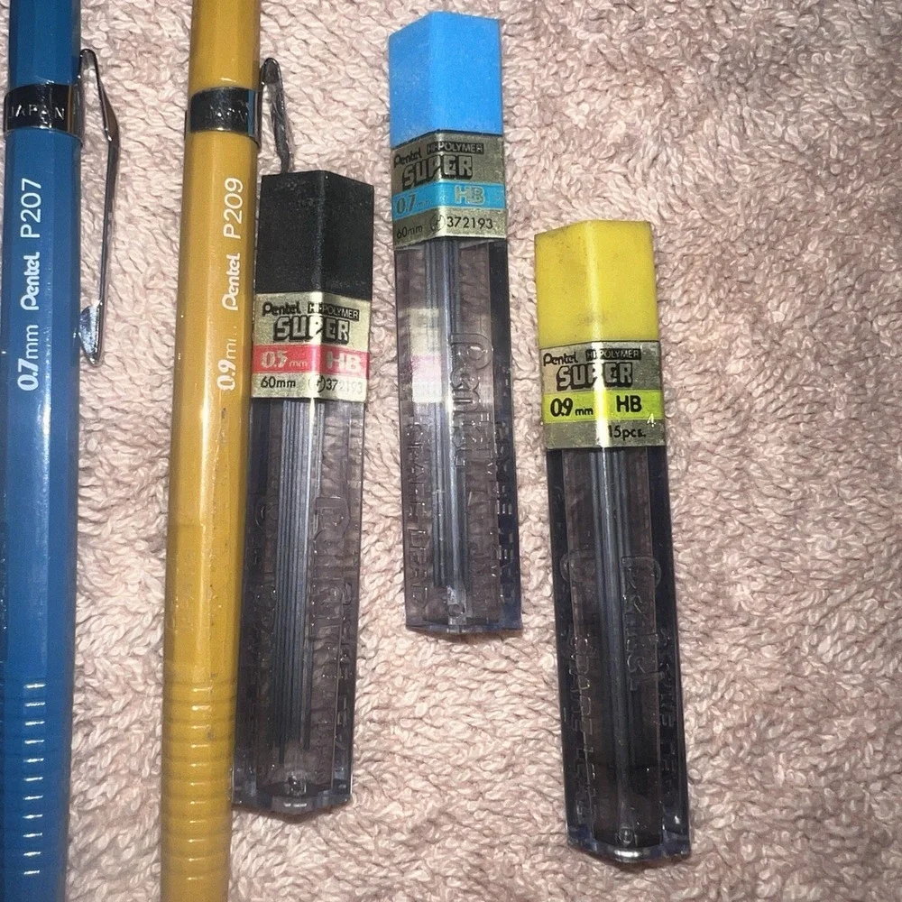 Vintage Pentel Mechanical Drafting Pencils Lot P205 P207 P209 And Leads